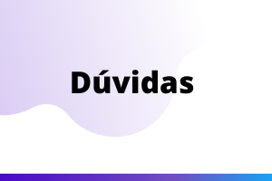 Texto em negrito centralizado: "Dúvidas". Fundo  degradê lilás claro para o branco. Na parte inferior da imagem, uma linha degradê do roxo para o azul.